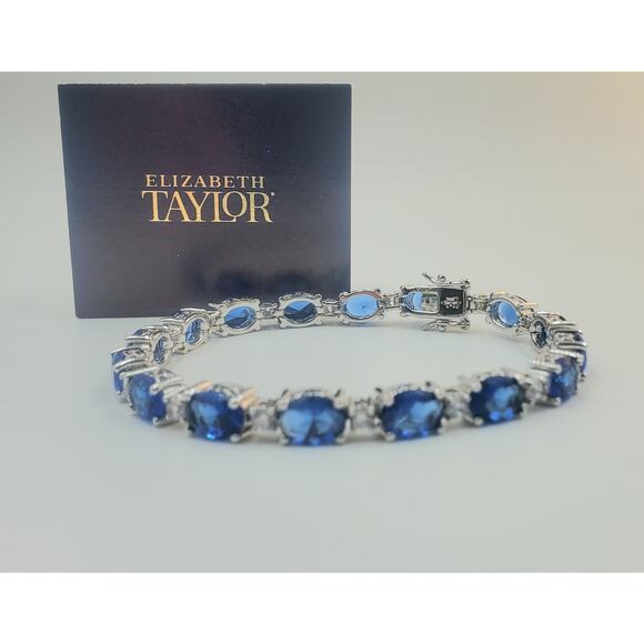 Elizabeth Taylor – QVC – Simulated Sapphire CZ Sterling Silver Tennis Bracelet - Picture 5 of 5
